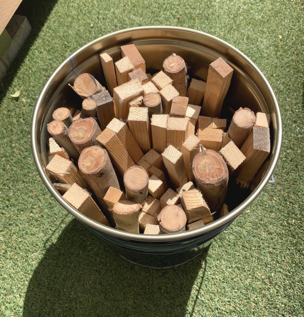 【２セット】　オープンペール缶 20L　キャンプ　薪入れ　テーブルチェア　焚火缶