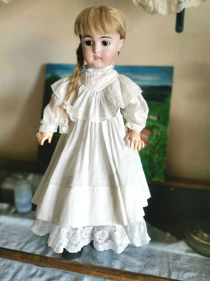 アンティーク ビスクドール シモンハルビック 動く関節 お下げ三編み髪美しい人形