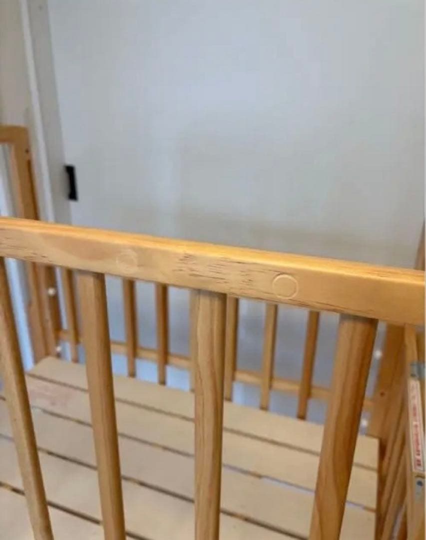 【美品】大和屋 ノモック Wオープンハイタイプ　ミニベビーベッド ナチュラル