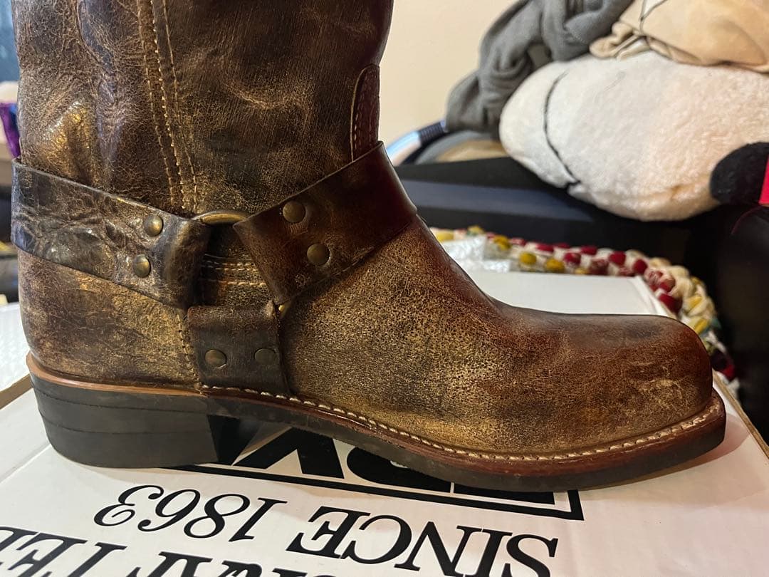 I*N様 フライ FRYE ハーネス リングブーツ 10D ビンテージ加工 米国