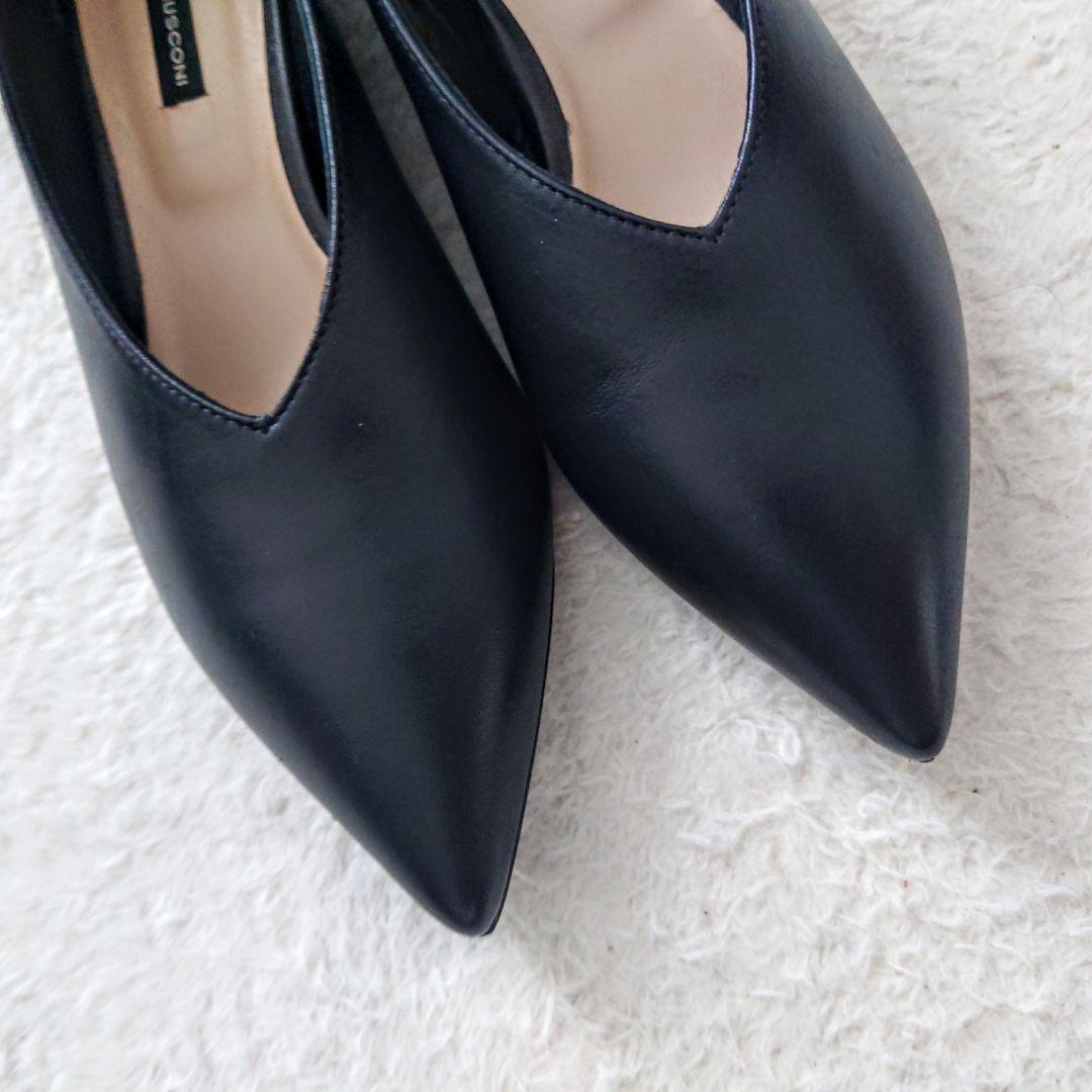 ✨美品✨ ファビオルスコーニ フラット レザー ブラック パンプス Vカット