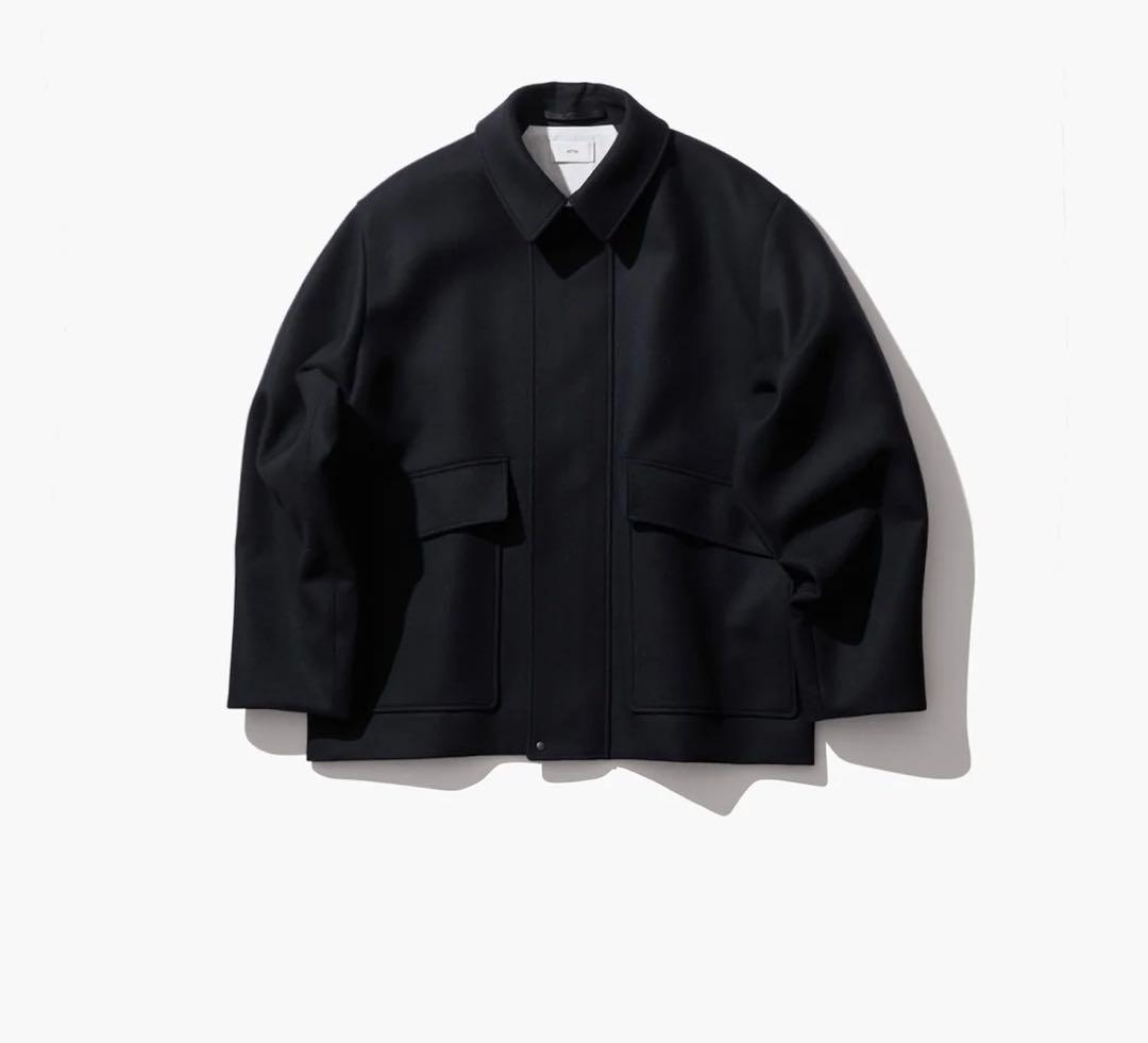 美品ATONエイトンウールサキソニーコートジャケット01黒