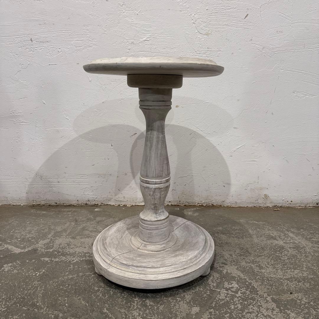 ヴィンテージ　木製サイドテーブル　ラウンド　花台