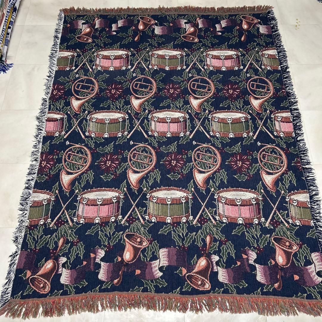 楽器　クリスマス　マルチカバー　ソファーカバー　ラグ　170x131