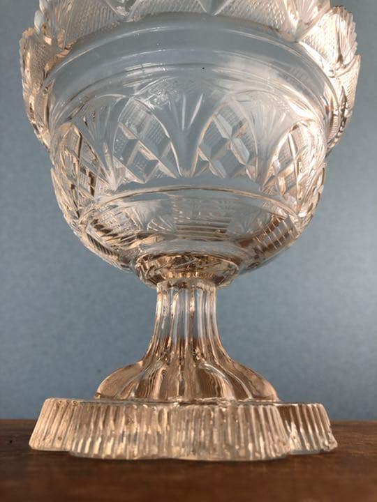 ギヤマン　江戸ガラス　蓋物　菓子器　共箱