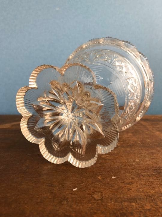 ギヤマン　江戸ガラス　蓋物　菓子器　共箱