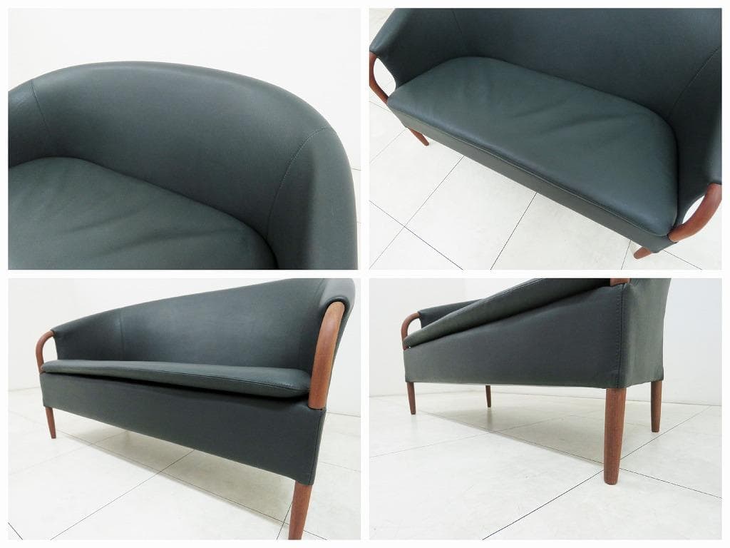 デンマーク NIELAUS&JEKI MOBLER 2人掛けソファ 本革×チーク