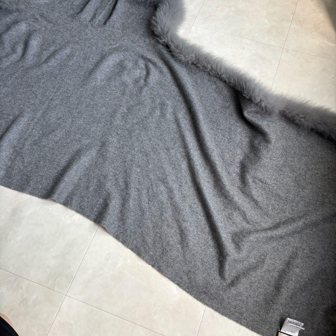 美品✨Diagram カシミヤ×FOXファー フードケープ ポンチョ グレー F