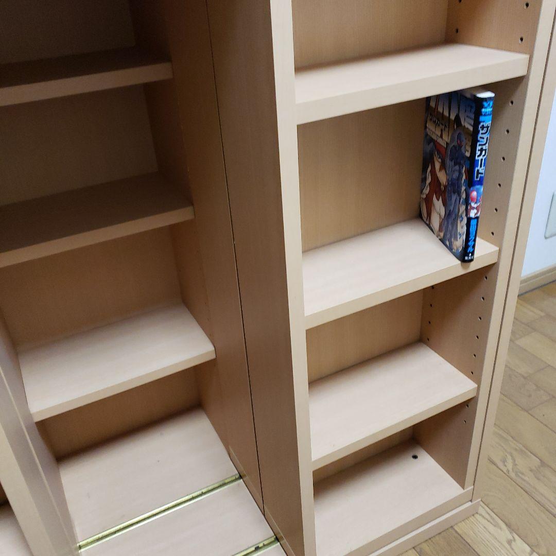 【アンティーク】スライド式本箱　3列