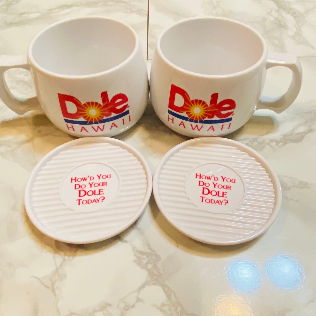 レア【Dole HAWAII】ドールハワイ蓋付きマグカップ2個セット ビンテージ