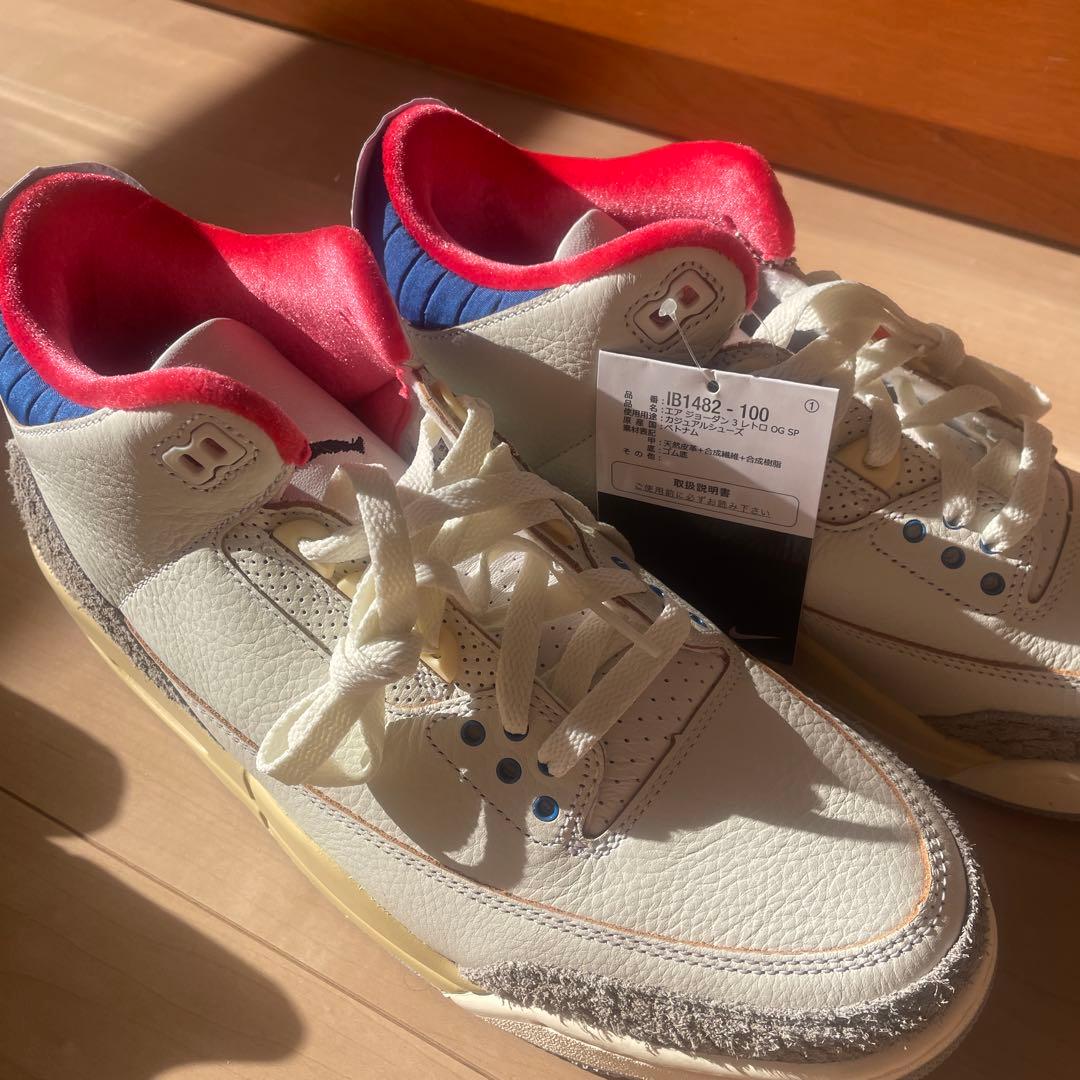 断*た様 NIKE Air Jordan 3 ホワイト/レッド/ブルー　ソウルジ