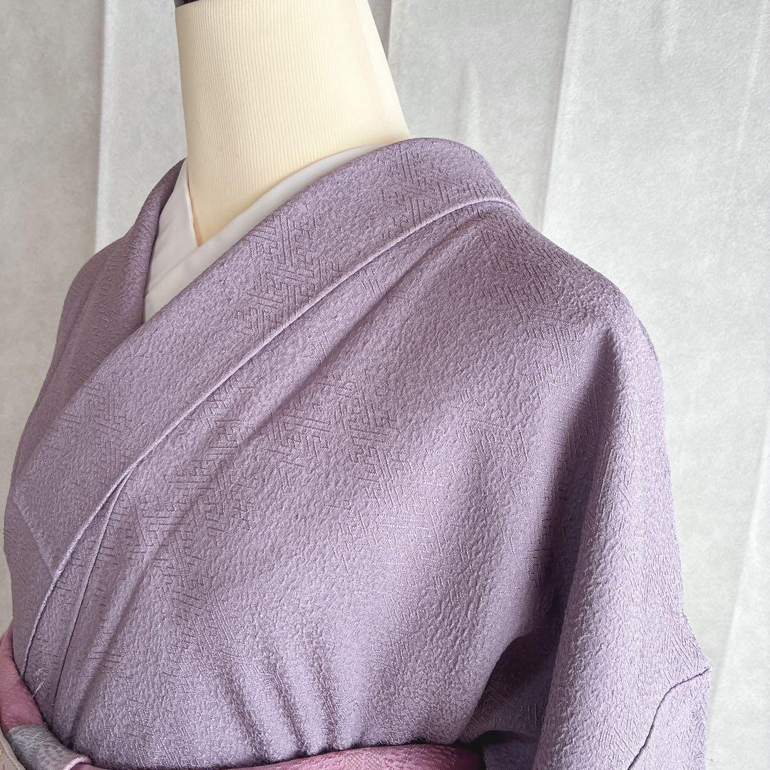 色無地　フルセット　着物　正絹　トールサイズ　紫　卒業式　入学式　一つ紋　G6