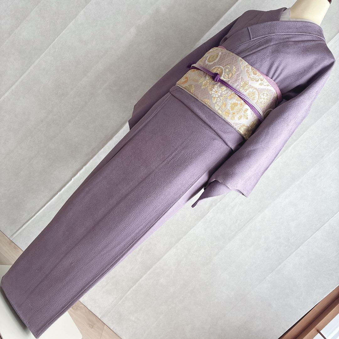 色無地　フルセット　着物　正絹　トールサイズ　紫　卒業式　入学式　一つ紋　G6