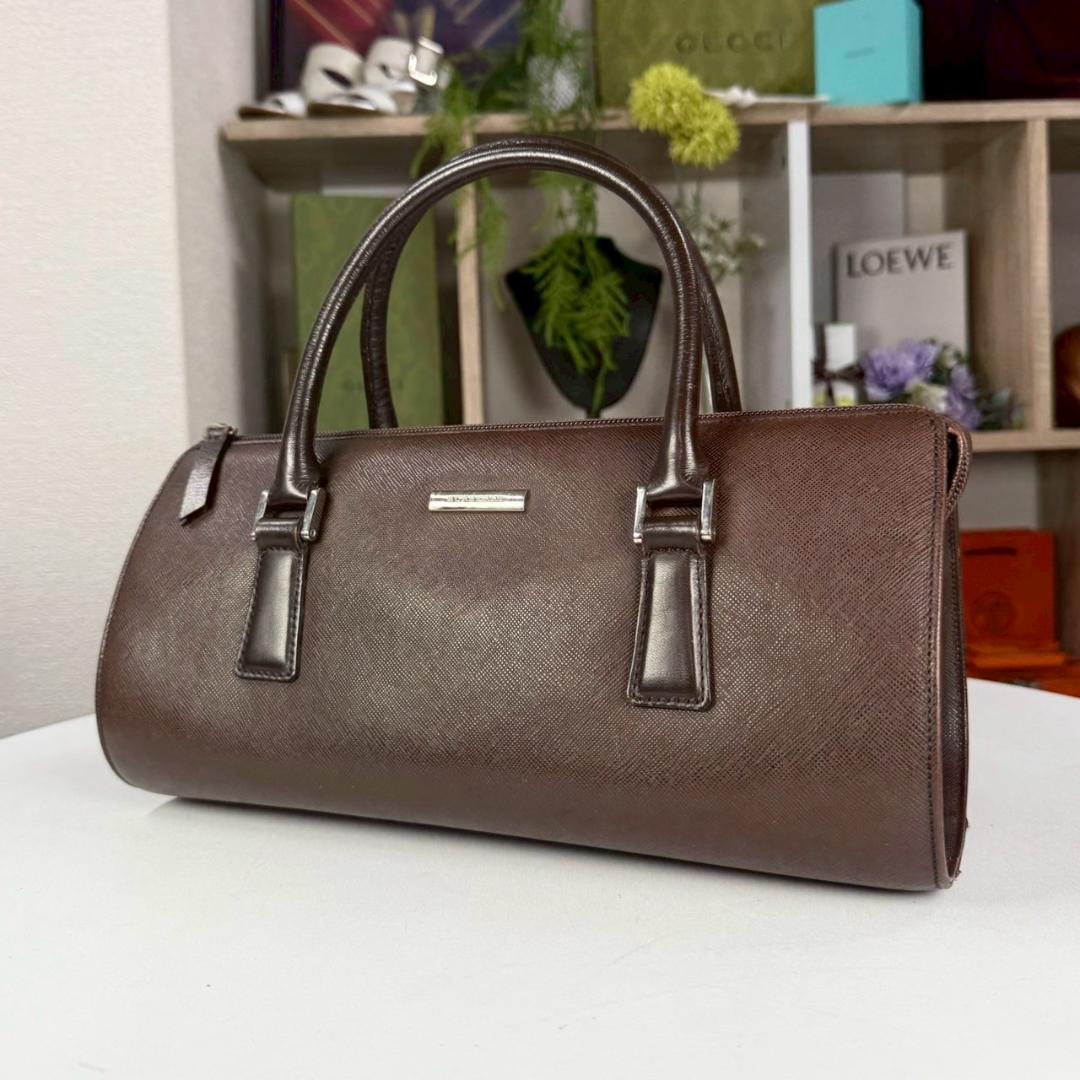 美品 BURBERRY サフィアーノ レザー ミニ ドラムバッグ
