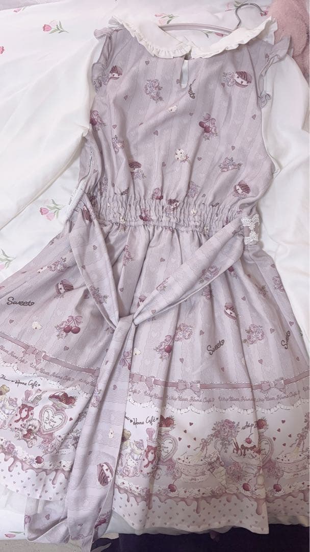 LIZLISA Whip bear  cafe柄　ワンピース