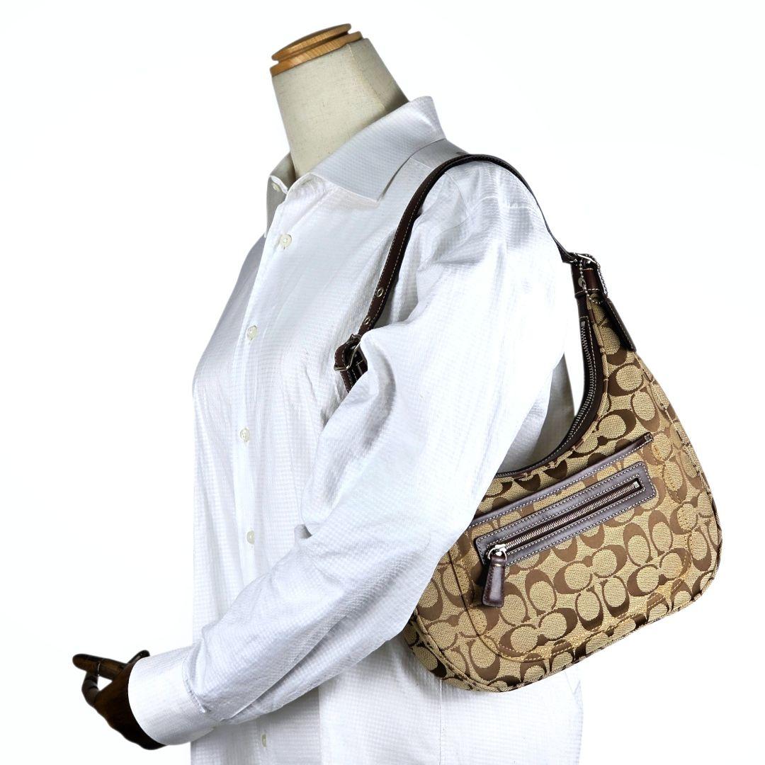 極美品 コーチ COACH シグネチャー ホーボー ショルダーバッグ 6045