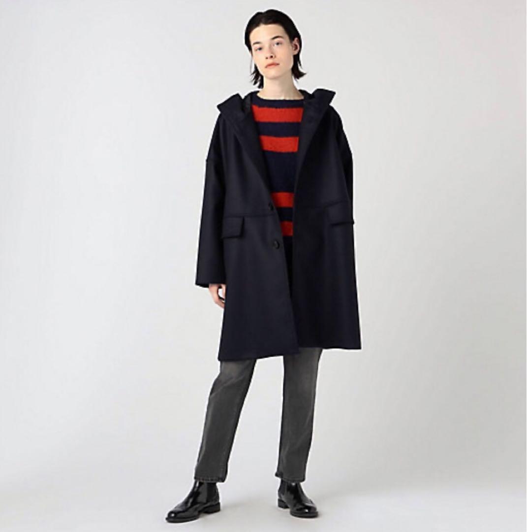 極美品　マカフィー　ライトメルトンフーデッドコート　カーキ