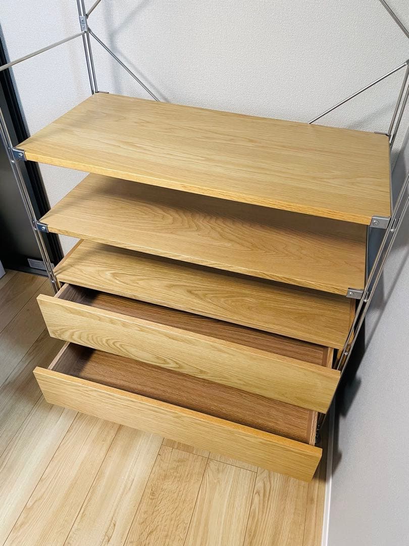 【美品】 無印良品 ステンレスユニットシェルフ オーク材 ワードローブセット