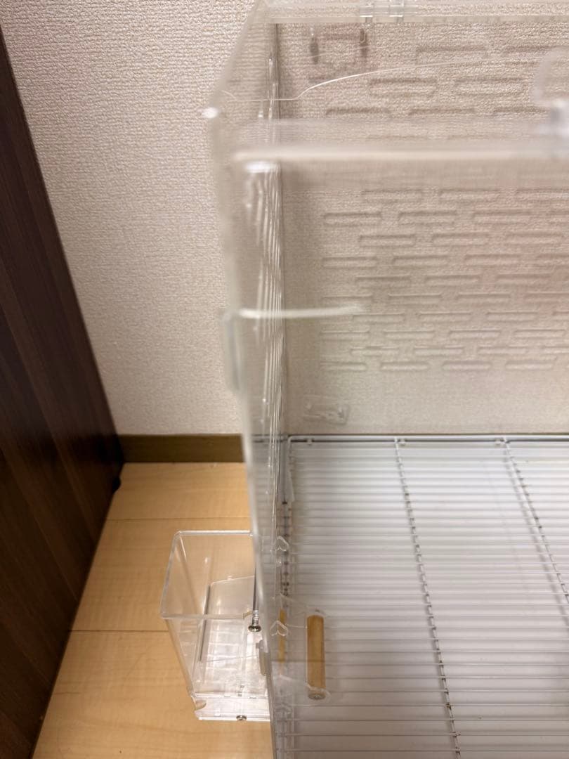 アクリル小動物用ケージ 木製止まり木付き　フクロモモンガ　インコ　オオム　 鳥