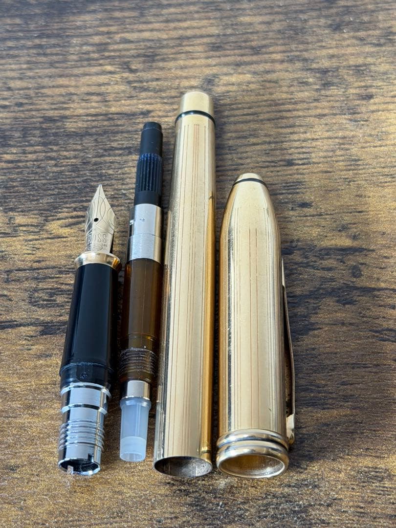 筆記確認&洗浄済み　クロス　タウンゼント　14金　ゴールド　M 万年筆　吸入器付