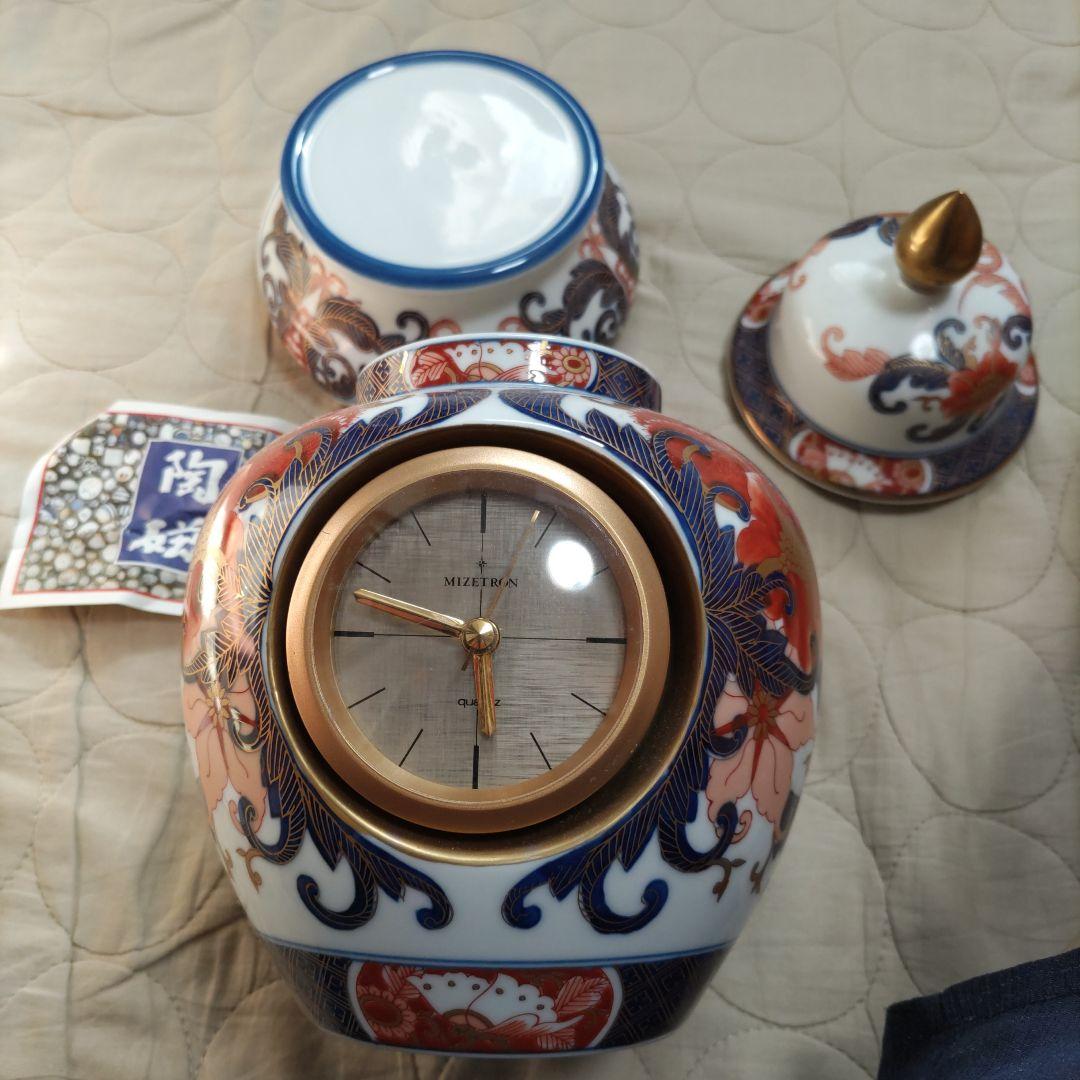 金彩錦手飾壺時計　伊万里鳳凰　大鉢色絵金彩