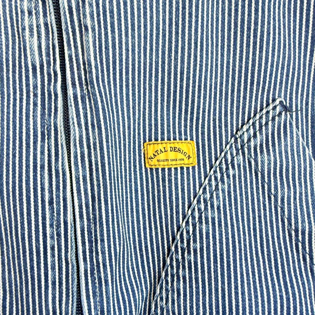 美品 natal design ネイタルデザイン オーバーオール ヒッコリー 縞