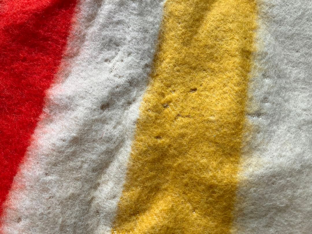 ビンテージ Golden Dawn マルチボーダー ウール ブランケット 特大