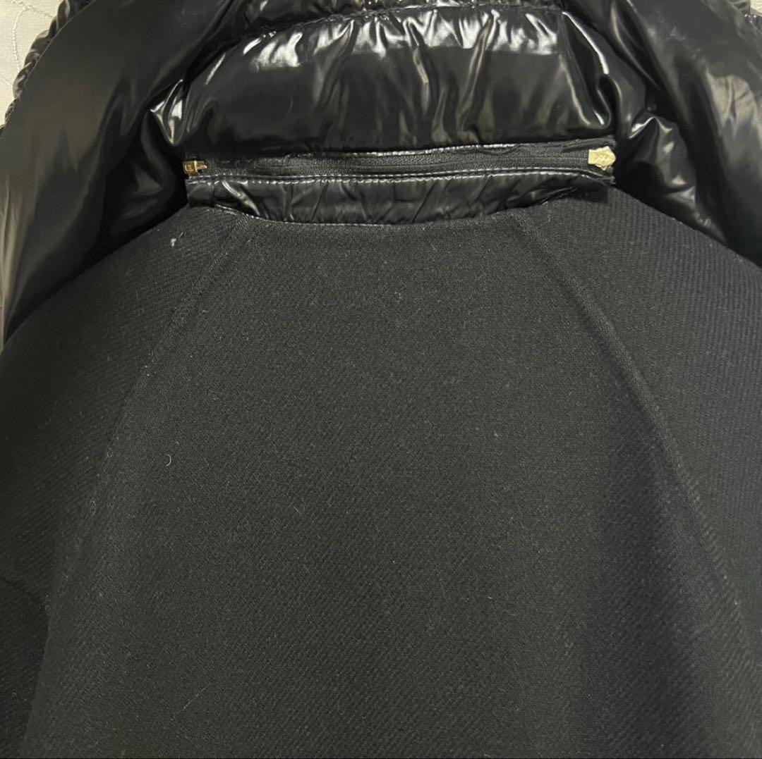 モンクレール　レアなインナーダウン付きウールコート　ダウンショール　ブラック