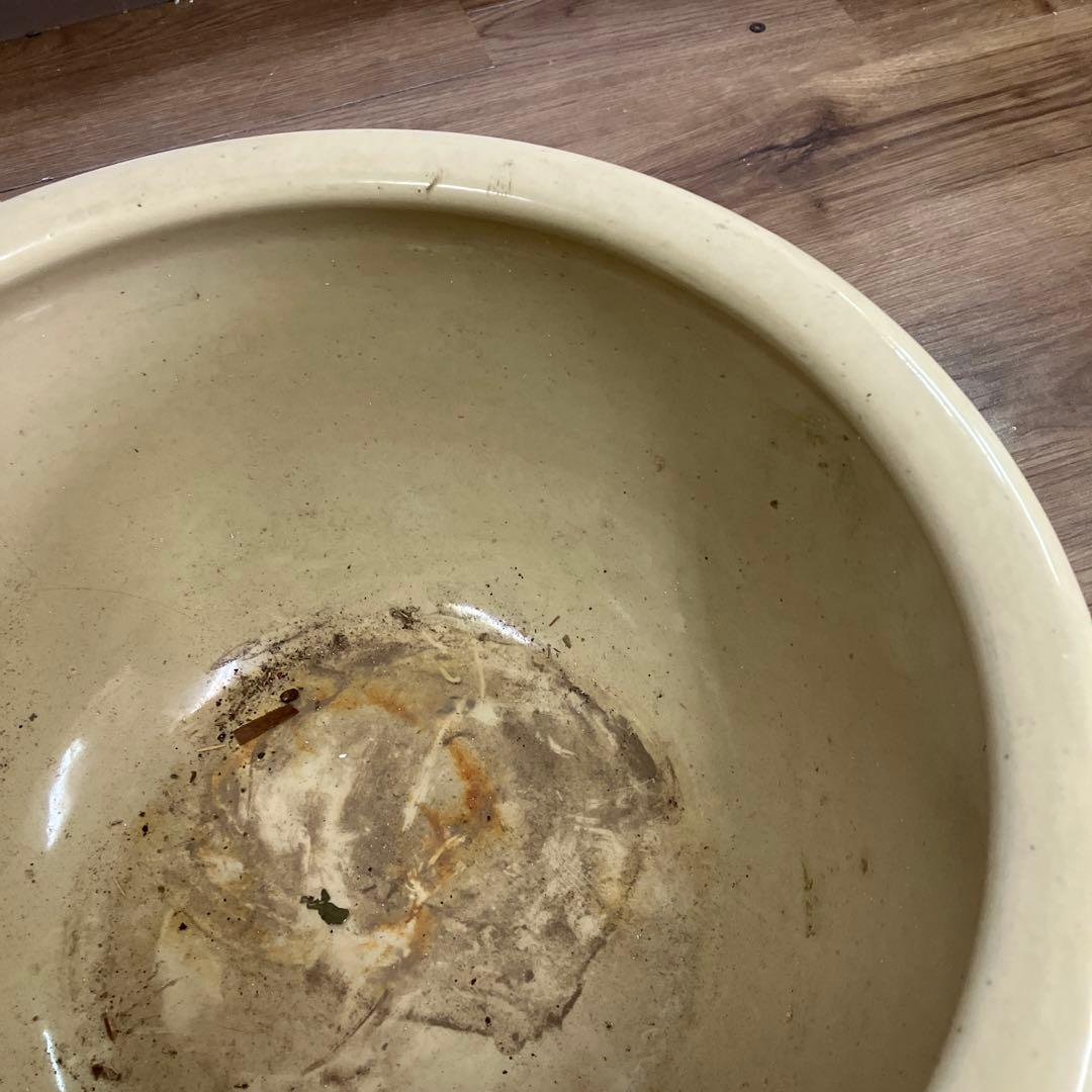 C-5 昭和レトロ アンティーク 陶器製 大型ボウル 火鉢 水鉢 睡蓮鉢