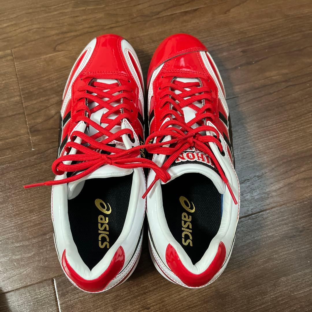 asics スパイクシューズ レッド/ホワイト