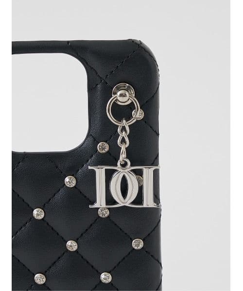 Darich キルティングビジューDDチャームiPhoneケース　14Pro　黒