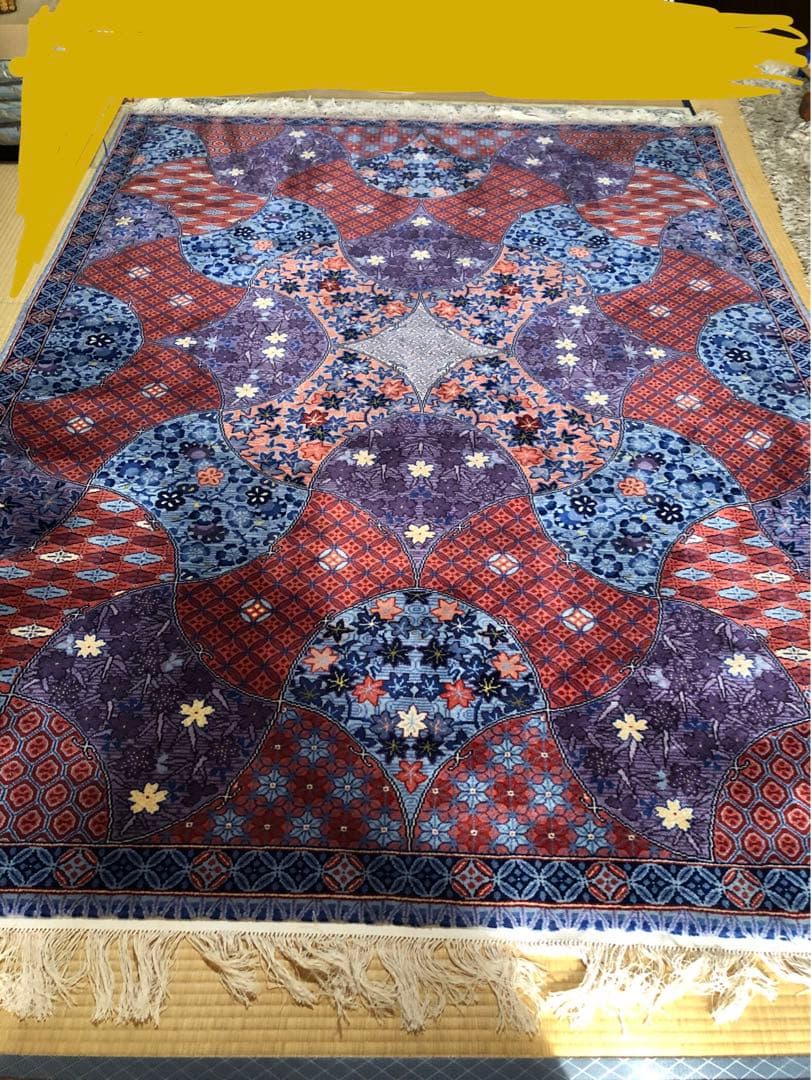 山形緞通 オリエンタルカーペット 絨毯 小槌四季紋