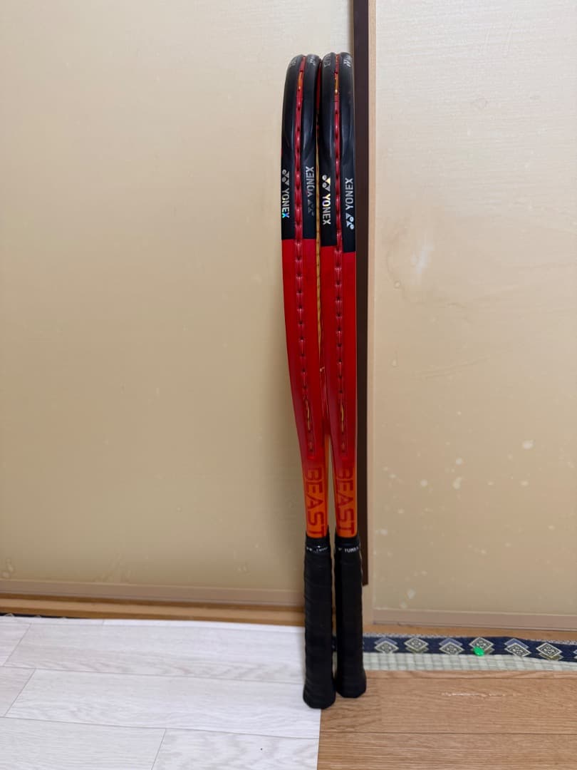 レッドオレンジ硬式テニスラケット2本セット