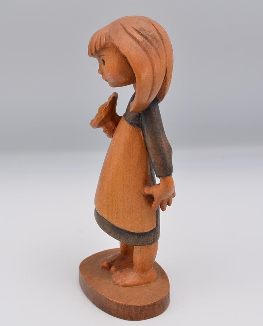 花を持つ少女　アンリ　ANRI　ジークフリート　木彫人形　イタリア　14ｃｍ