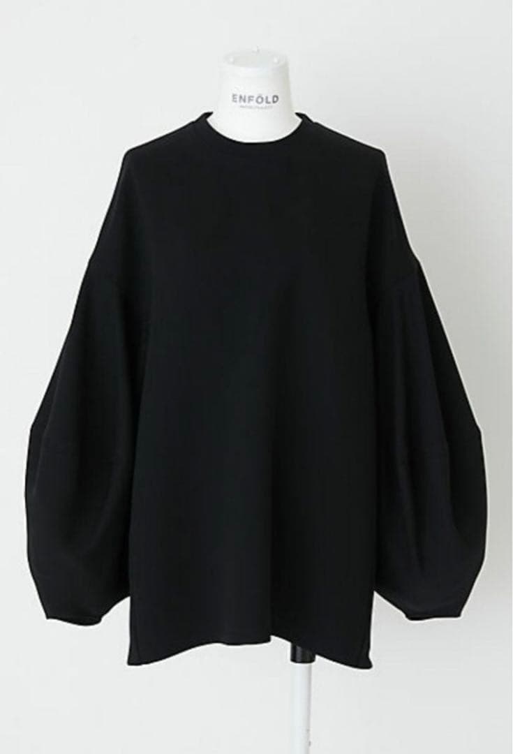 ENFOLD PEジョーゼット ドレープスリーブPULLOVER 黒