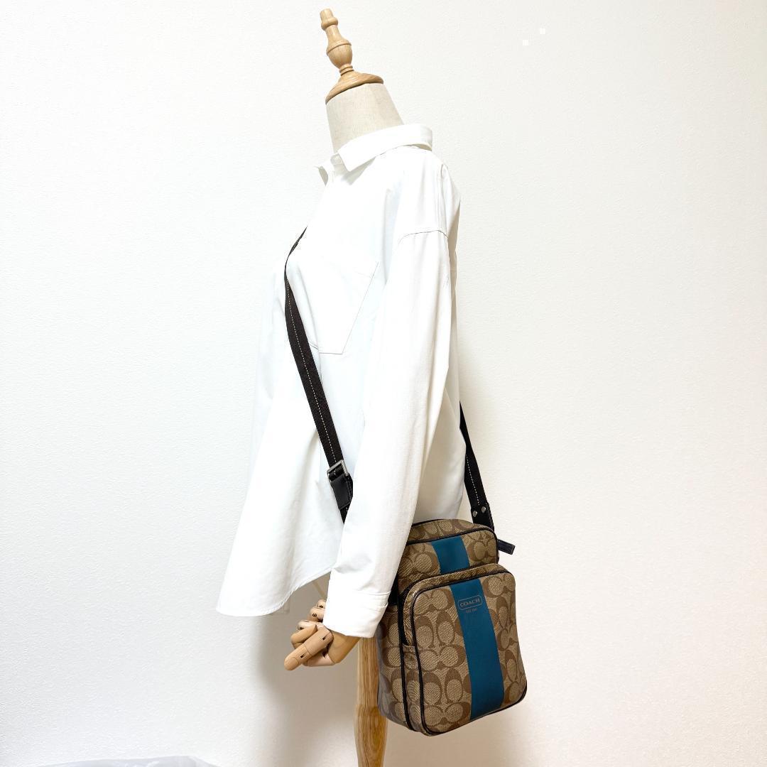 COACH コーチ ショルダーバッグ　ヘリテージ　ストライプ　シグネチャー