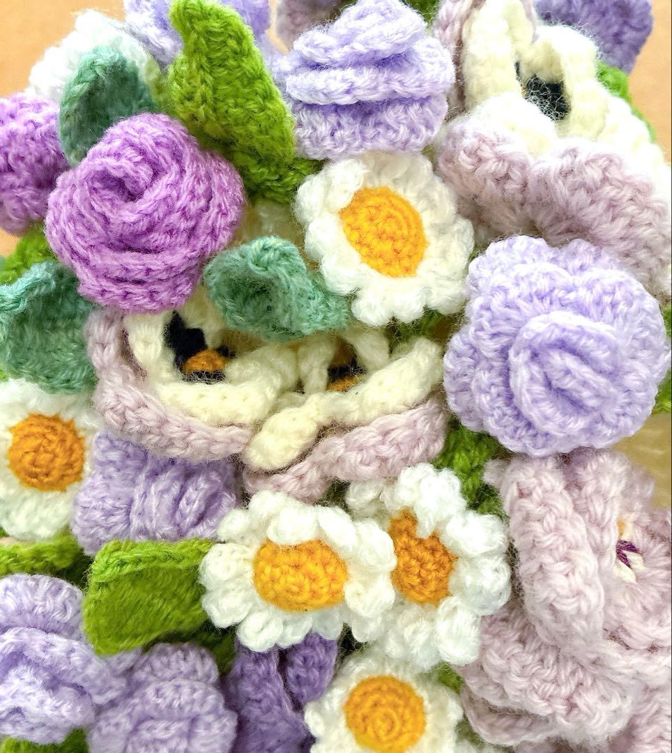 花束ブランケット ブーケブランケット　手編み ハンドメイド 79cm 編み物