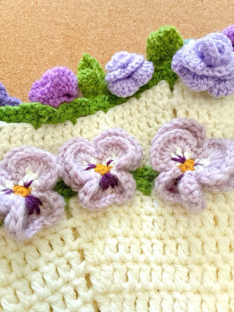 花束ブランケット ブーケブランケット　手編み ハンドメイド 79cm 編み物