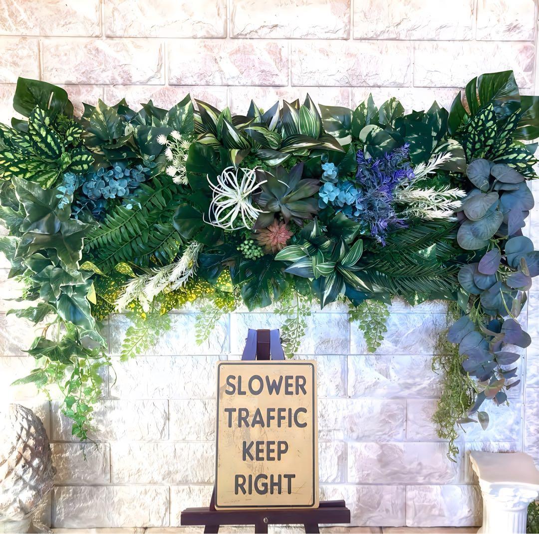 光触媒　人工観葉植物　ウォールグリーン　フェイクグリーン　壁掛けオーダー集444