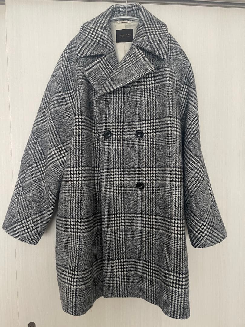 美品 トゥモローランド カシミヤ ブロークングレンチェックダブルブレストコート