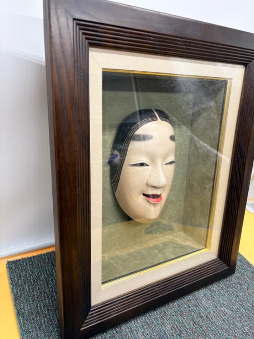 能面　工芸品　額入り　『陽春』　お面　女系　村雨?　f922