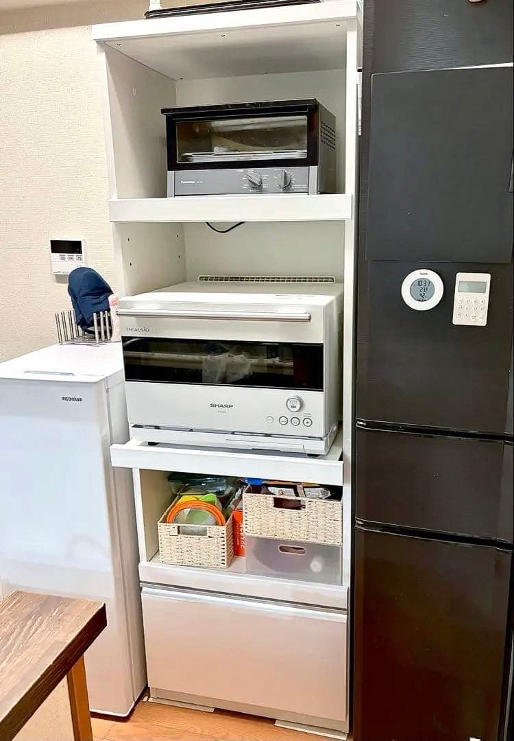 【松田家具・送料込】国産レンジ台・食器棚　幅59cm