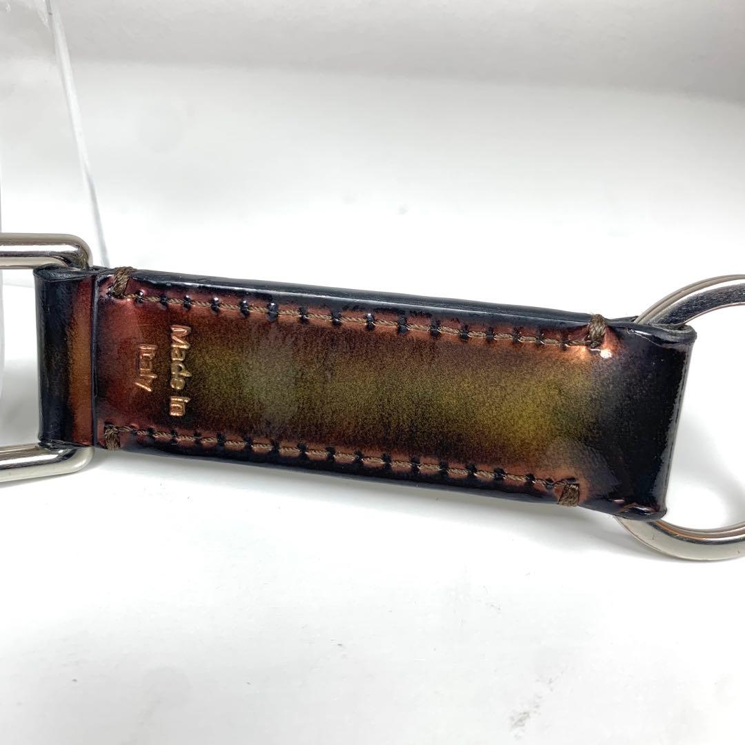 ☆美品☆BERLUTI ロゴ レザー キーホルダー アンティーク加工