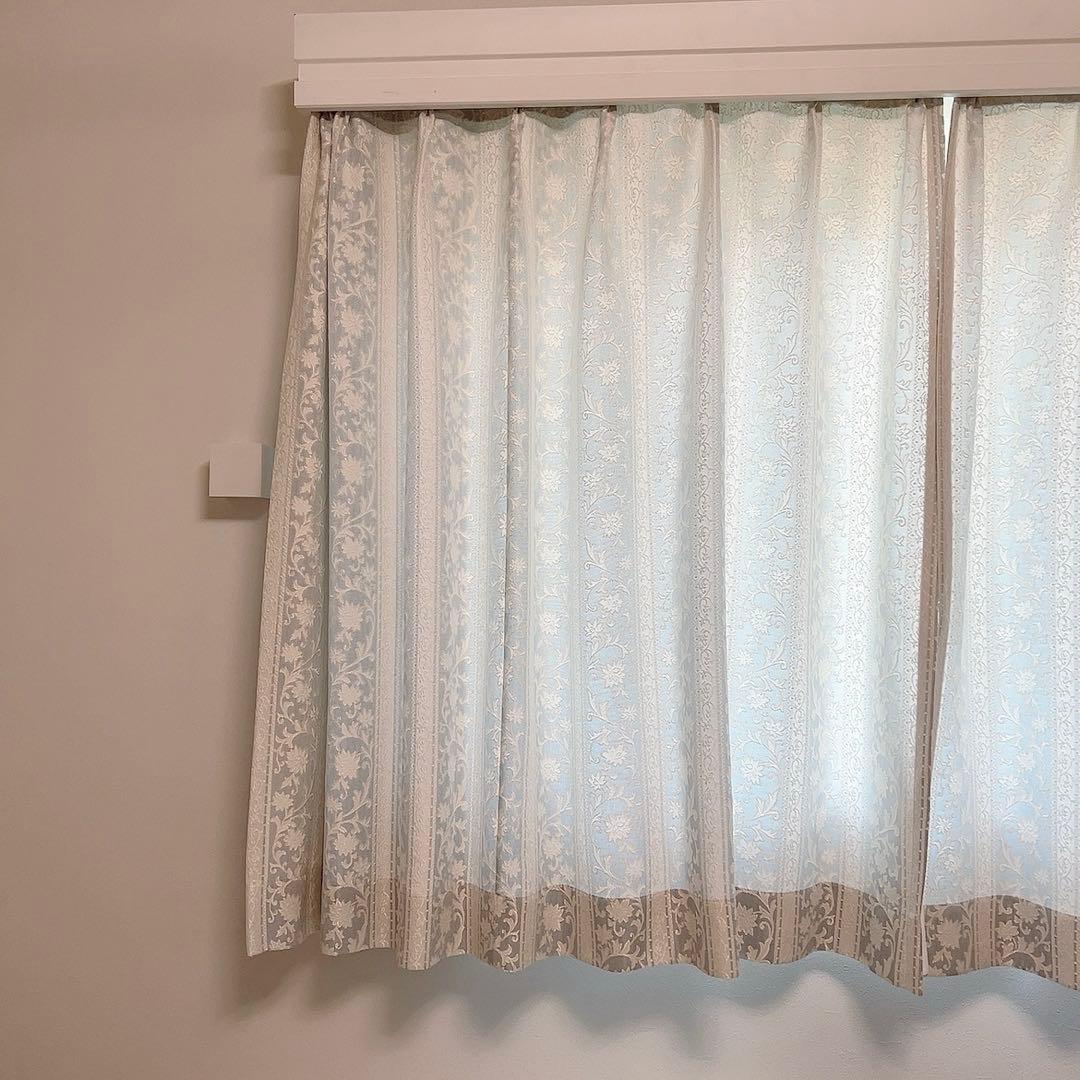 ジャガード織り 日本製 カーテン 水色 ブルー