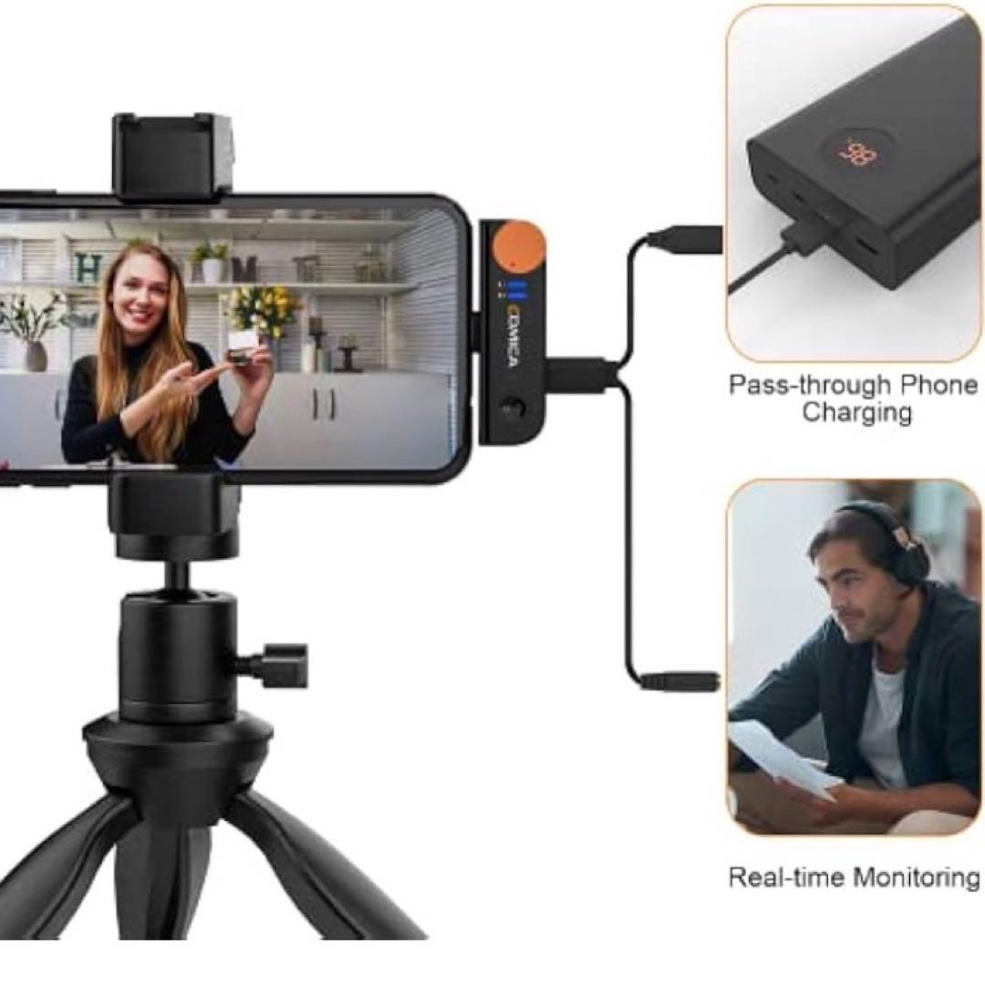 ワイヤレスマイク ピンマイク スマホ外付けマイク 360°集音 無指向性