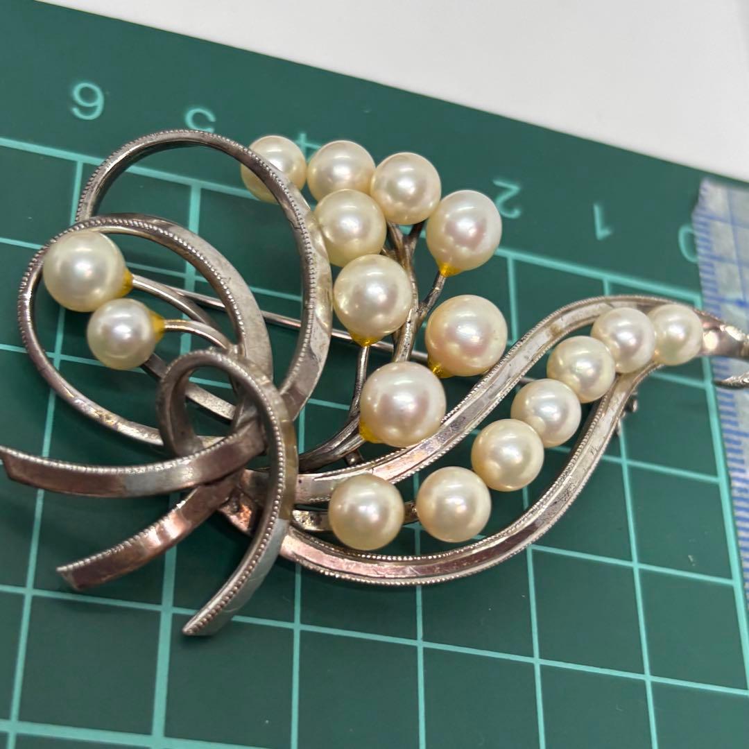 052904 シルバー　本真珠　ブローチ　ネックレス　セット