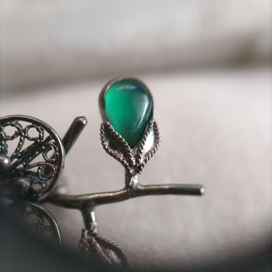 梅 銀線細工 ブローチ SILVER ヴィンテージ フィリグリー 中国古玩 簪