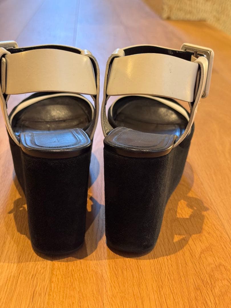 プラットフォームサンダル 白黒　36