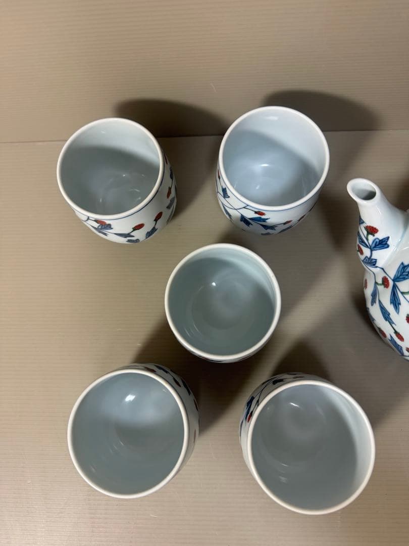 2199  源右衛門 染錦苺絵 茶器セット　急須1客　湯呑5客