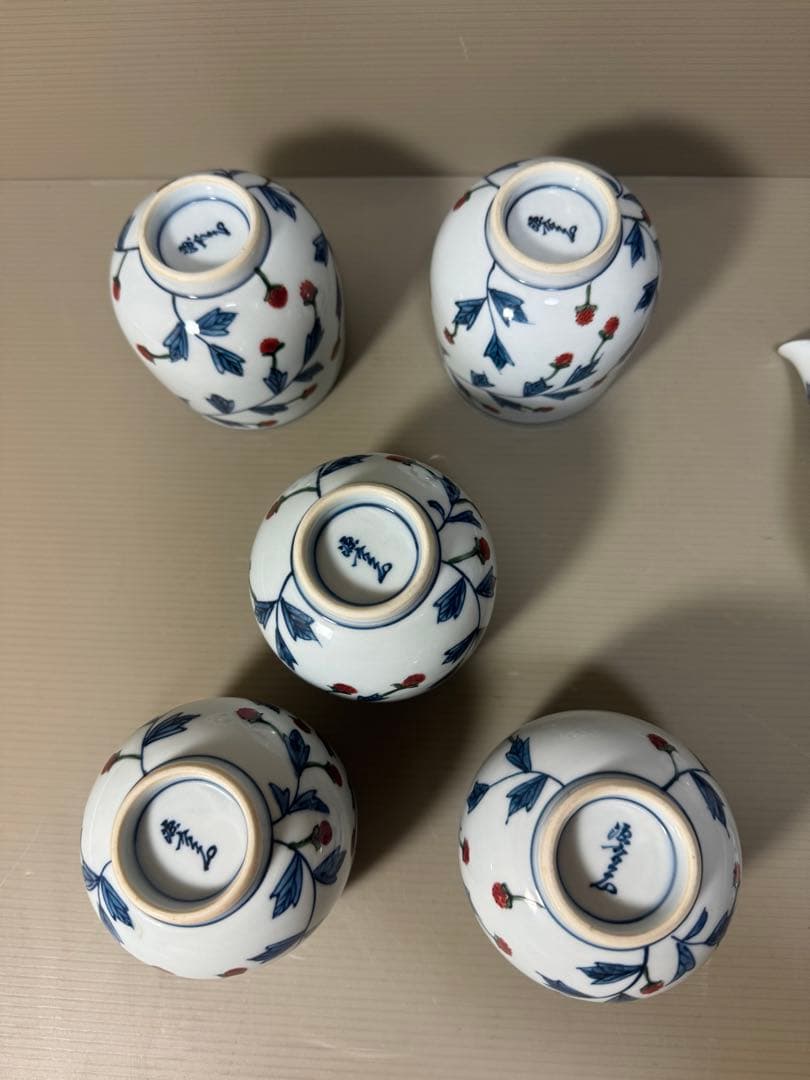 2199  源右衛門 染錦苺絵 茶器セット　急須1客　湯呑5客